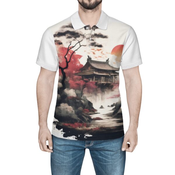 Camisa Polo Hombre estampado paisaje Japón Medieval - Imagen 3