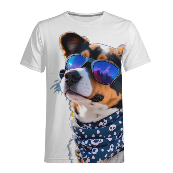 Camiseta Masculina Estampado PERRITO LOCO INTEGENCIA ARTIFICIAL - 90% Polyester + 10% Spandex