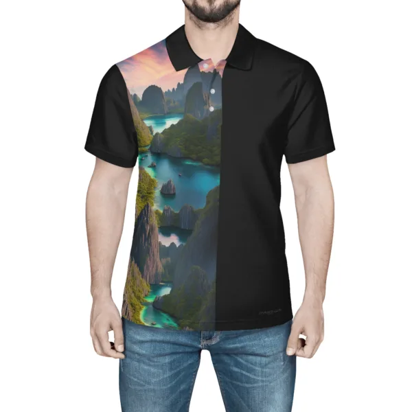 Camisa Polo Hombre Estampado Completo PAIS TROPICAL - Hecha a Mano - Imagen 3