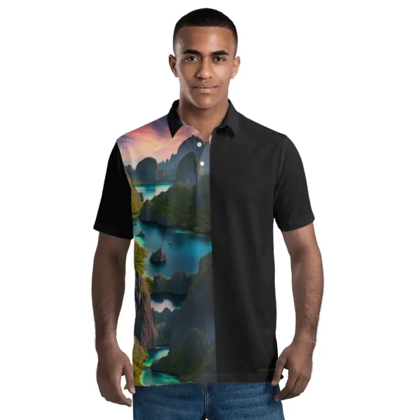 Camisa Polo Hombre Estampado Completo PAIS TROPICAL - Hecha a Mano - Imagen 5