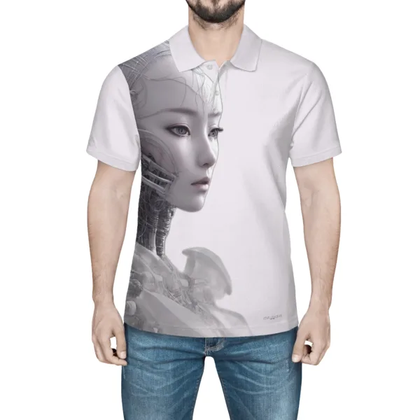 Camisa Polo Estampada para Hombres ROBOT A.I. | Hecha a Mano - Imagen 3