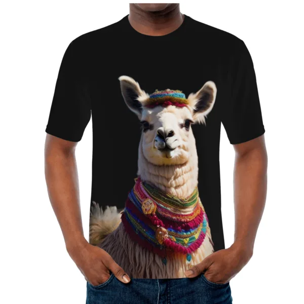 Camiseta de Estampado de Llamas Andinas para Hombre | Hecha a Mano - Imagen 3