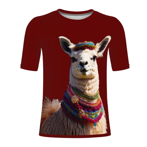 Camiseta de hombre con estampado de llama andina | Hecho a mano y duradero