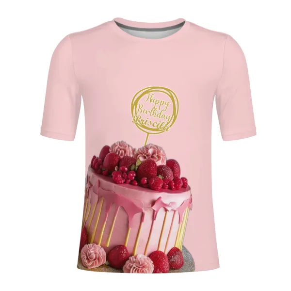 Camiseta Happy Birthday Priscila, Personalización, "Feito com Amor"